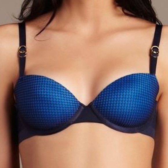 Stella McCartney Mesh Balconette Bra Dark Ink Azure Blue 34DD - Picture 2 of 11